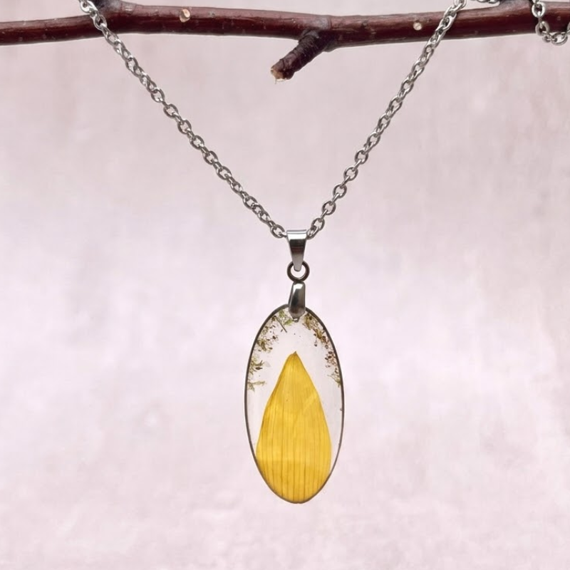 Collier » Lumière de Tournesol » – Collection Herbier figé