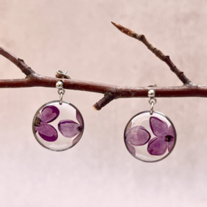 Boucles d'oreilles " Âme de lilas " - Collection Herbier figé
