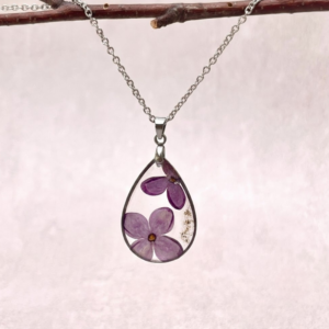 Collier " Âme de Lilas " - Collection Herbier figé