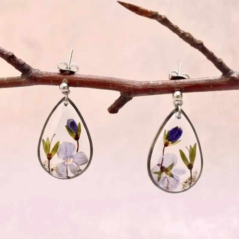 Boucles d'oreilles " Balade de Véronica " - Collection Herbier figé