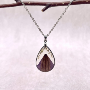 Collier " Clématite du vent " - Collection Herbier figé