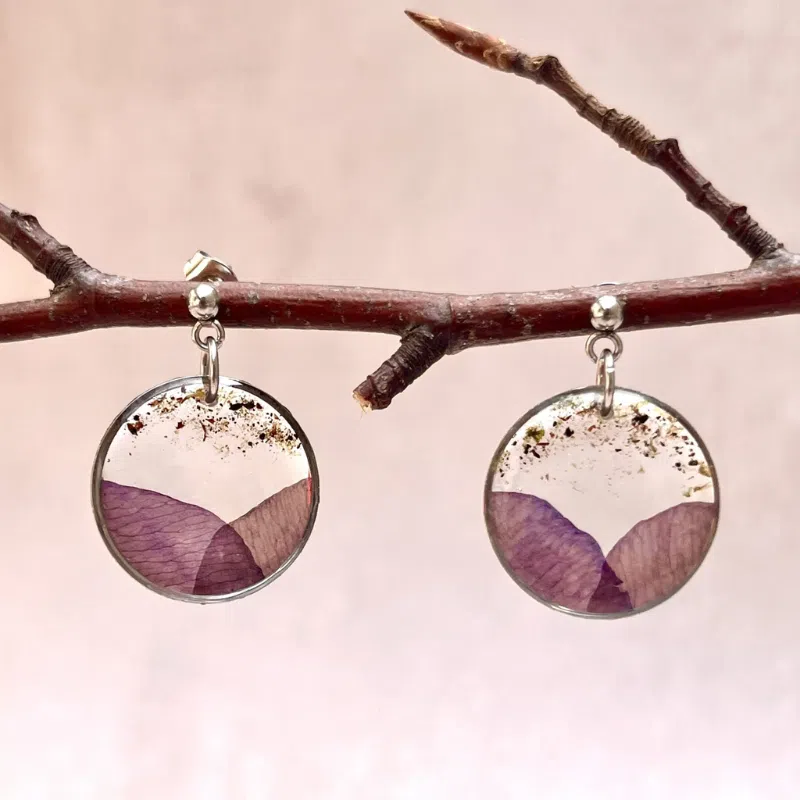 Boucles d'oreilles "Clématite du vent "
