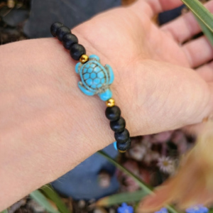 Bracelet tortue howlite et onyx noir