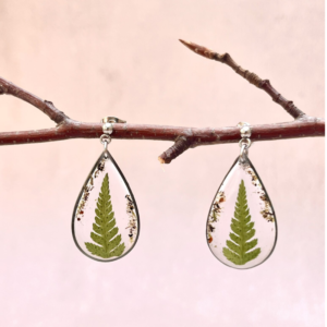 Boucles d'oreilles - "Éclat de fougère" - Collection Herbier figé