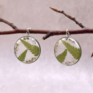Boucles d'oreilles "Éclat de fougère" - Collection Herbier figé