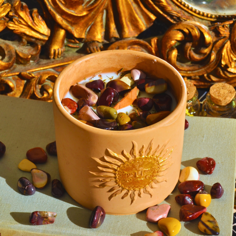 Bougie d'intention Protection · Jaspe mookaite · Mabon